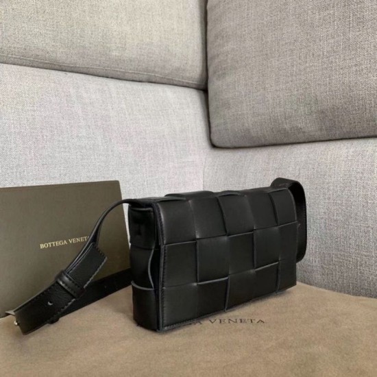 Replica Bottega Veneta Cassette Bag Black Lambskin