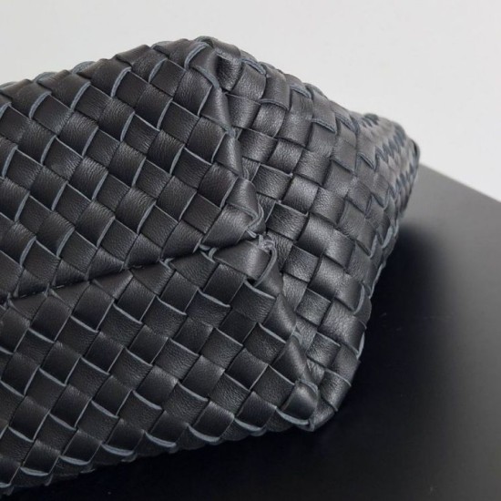 Replica Bottega Veneta Mini Cabat Bag Black Intrecciato Lambskin