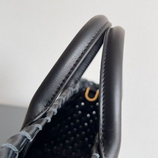 Replica Bottega Veneta Mini Cabat Bag Black Intrecciato Lambskin