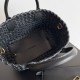 Replica Bottega Veneta Mini Cabat Bag Black Intrecciato Lambskin
