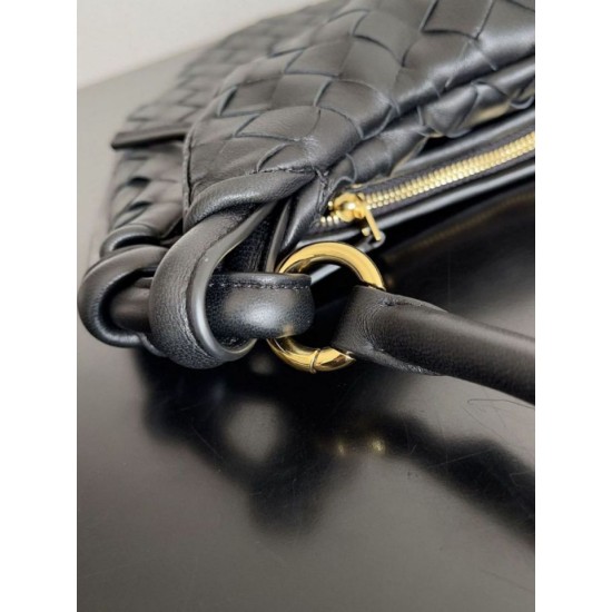 Replica Bottega Veneta Gemelli Medium Bag Black Intrecciato Lambskin