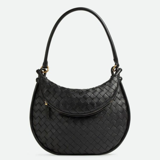 Replica Bottega Veneta Gemelli Medium Bag Black Intrecciato Lambskin