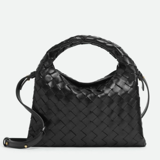 Replica Bottega Veneta Mini Hop Bag Black Intrecciato Calfskin Replica Bottega Veneta Mini Hop Bag Black Intrecciato Calfskin
