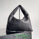 Fake Bottega Veneta Small Hop Bag Black Intrecciato Calfskin Replica