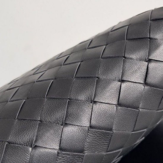 Fake Bottega Veneta Small Hop Bag Black Intrecciato Calfskin Replica