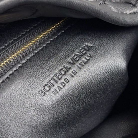 Fake Bottega Veneta Small Hop Bag Black Intrecciato Calfskin Replica