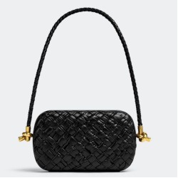 Fake Bottega Veneta Knot Minaudiere On Strap Black Foulard Intreccio  Replica