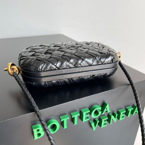 Fake Bottega Veneta Knot Minaudiere On Strap Black Foulard Intreccio  Replica