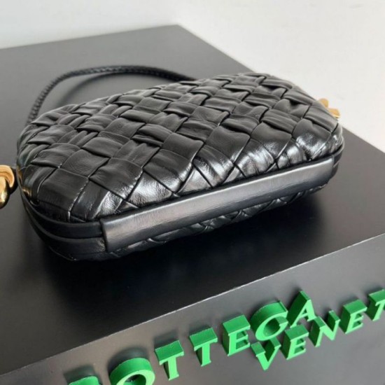 Fake Bottega Veneta Knot Minaudiere On Strap Black Foulard Intreccio  Replica