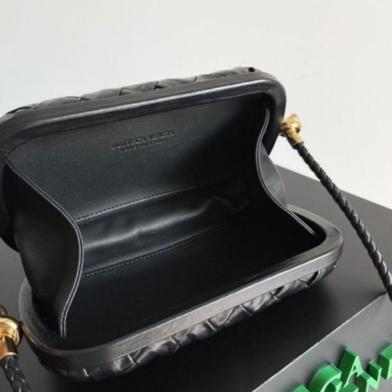Fake Bottega Veneta Knot Minaudiere On Strap Black Foulard Intreccio  Replica