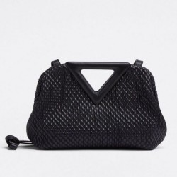Fake Bottega Veneta Small Point Bag Black Quilted  Replica