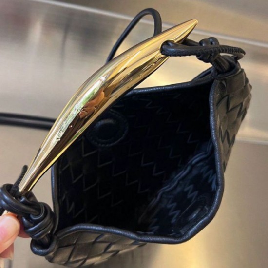 Replica Bottega Veneta Sardine Mini Bag Black Intrecciato Lambskin