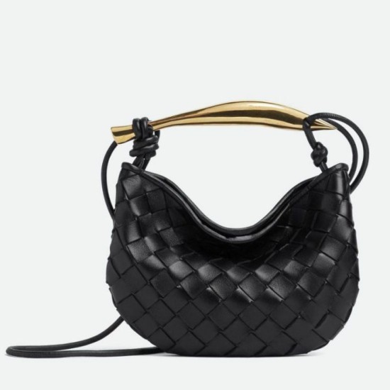 Replica Bottega Veneta Sardine Mini Bag Black Intrecciato Lambskin