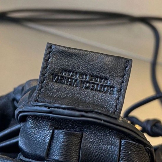 Replica Bottega Veneta Sardine Mini Bag Black Intrecciato Lambskin