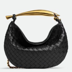 Replica Bottega Veneta Sardine Small Bag with Chain Black Lambskin