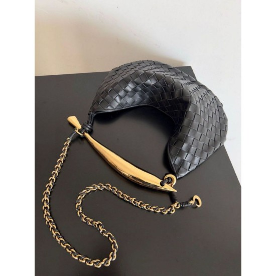 Replica Bottega Veneta Sardine Small Bag with Chain Black Lambskin Replica Bottega Veneta Sardine Small Bag with Chain Black Lambskin