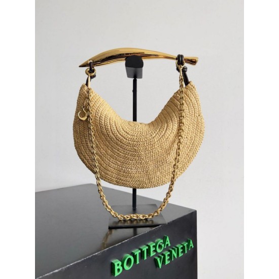 Replica Bottega Veneta Sardine Small Bag with Chain Natural Raffia