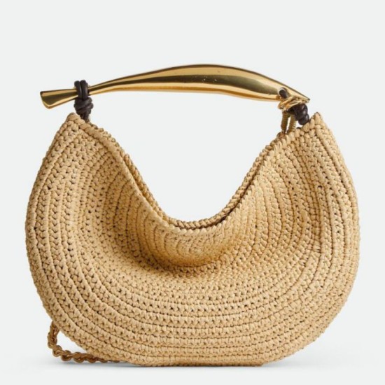 Replica Bottega Veneta Sardine Small Bag with Chain Natural Raffia