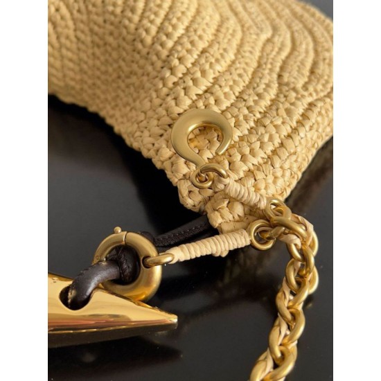 Replica Bottega Veneta Sardine Small Bag with Chain Natural Raffia