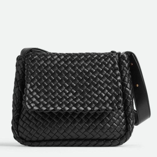 Fake Bottega Veneta Cobble Small Bag Black Intrecciato  Replica