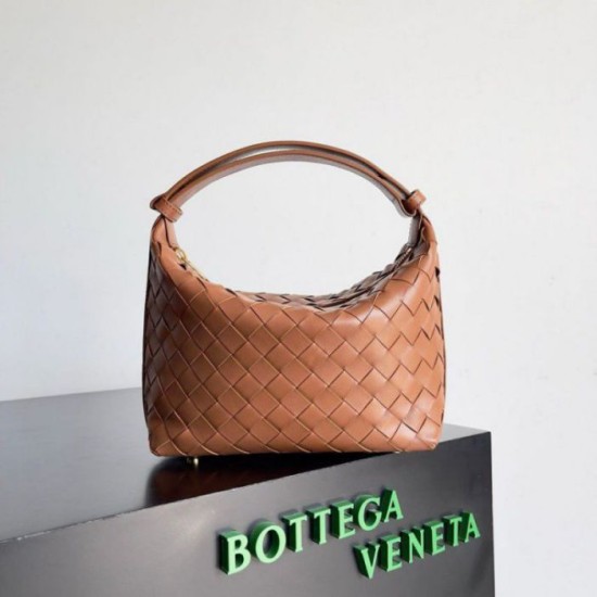 Fake Bottega Veneta Mini Wallace Bag Brown Intrecciato Calfskin Replica