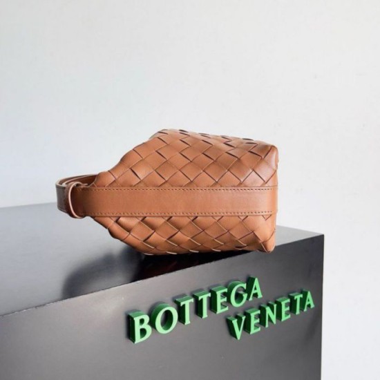 Fake Bottega Veneta Mini Wallace Bag Brown Intrecciato Calfskin Replica