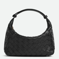 Replica Bottega Veneta Mini Wallace Bag Black Intrecciato Calfskin