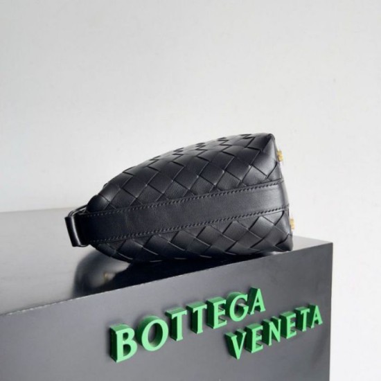 Replica Bottega Veneta Mini Wallace Bag Black Intrecciato Calfskin