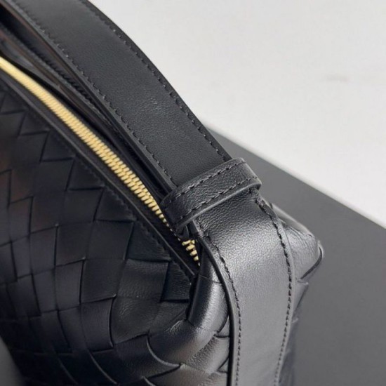 Replica Bottega Veneta Mini Wallace Bag Black Intrecciato Calfskin