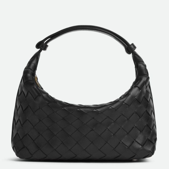 Replica Bottega Veneta Mini Wallace Bag Black Intrecciato Calfskin