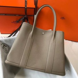 Fake Hermes Garden Party 36 Bag Grey Clemence Calfskin Replica