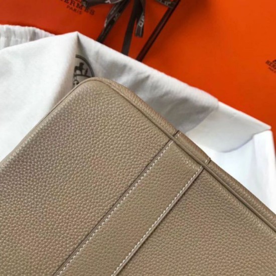 Fake Hermes Garden Party 36 Bag Grey Clemence Calfskin Replica