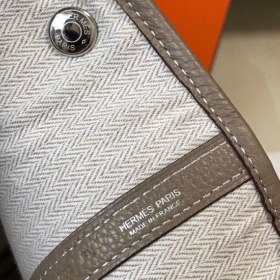 Fake Hermes Garden Party 36 Bag Grey Clemence Calfskin Replica