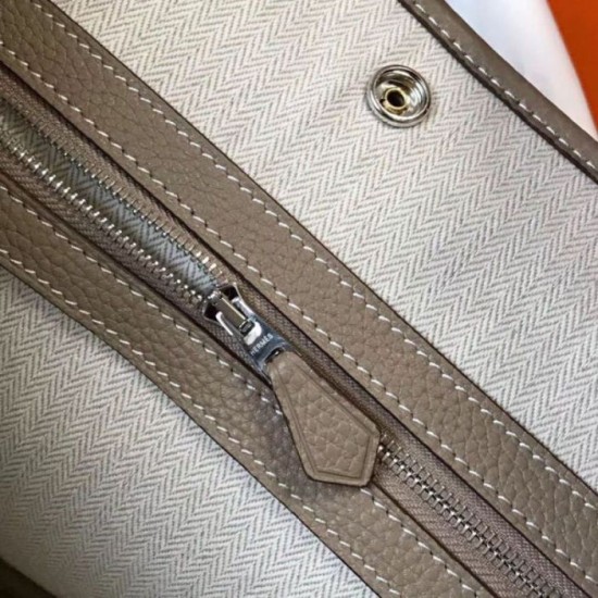 Fake Hermes Garden Party 36 Bag Grey Clemence Calfskin Replica