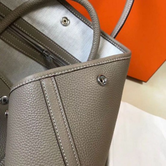 Fake Hermes Garden Party 36 Bag Grey Clemence Calfskin Replica