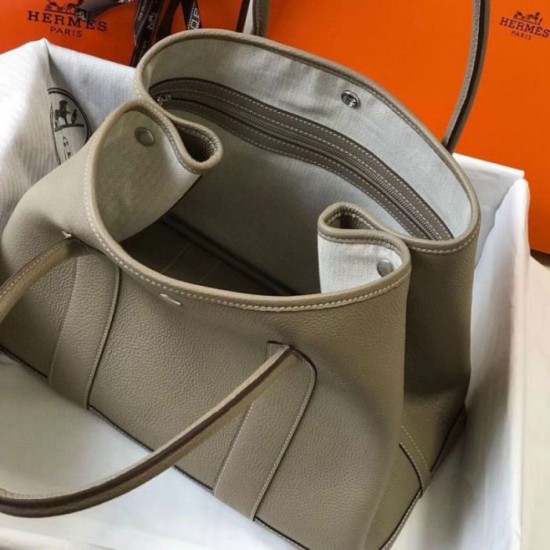 Fake Hermes Garden Party 36 Bag Grey Clemence Calfskin Replica