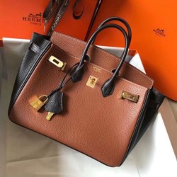 Replica Hermes Bi-Color Birkin 25cm Bag Brown/Black Clemence 