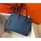 Replica Hermes Birkin 25cm Bag Blue Agate Clemence 