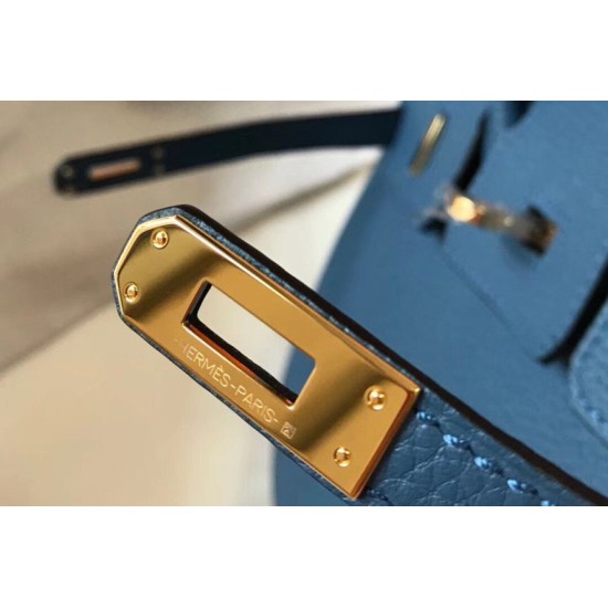 Replica Hermes Birkin 25cm Bag Blue Agate Clemence 