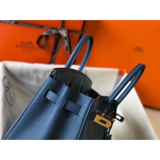 Replica Hermes Birkin 25cm Bag Blue Agate Clemence 