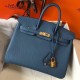 Replica Hermes Birkin 25cm Bag Blue Agate Clemence 