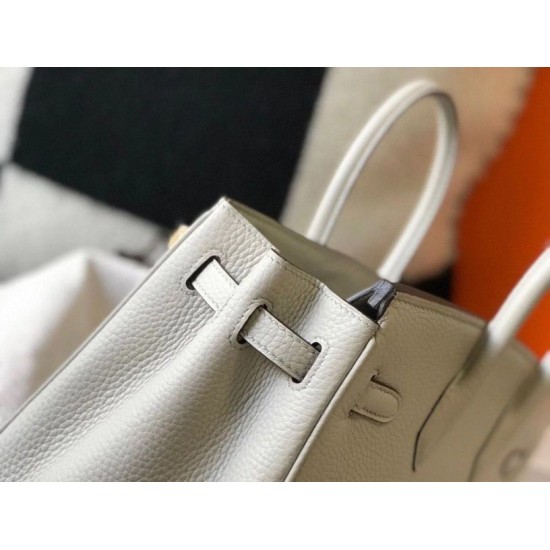 Replica Hermes Pearl Grey Clemence Birkin 30cm Bag GHW