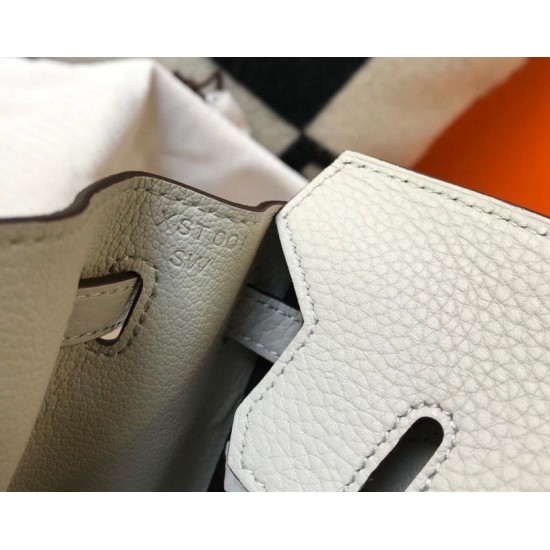 Replica Hermes Pearl Grey Clemence Birkin 30cm Bag GHW