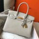 Replica Hermes Pearl Grey Clemence Birkin 30cm Bag GHW