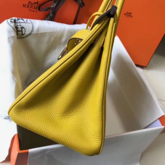 Fake Hermes Birkin 30cm Bag Yellow Clemence  Replica