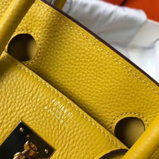 Fake Hermes Birkin 30cm Bag Yellow Clemence  Replica
