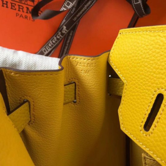 Fake Hermes Birkin 30cm Bag Yellow Clemence  Replica