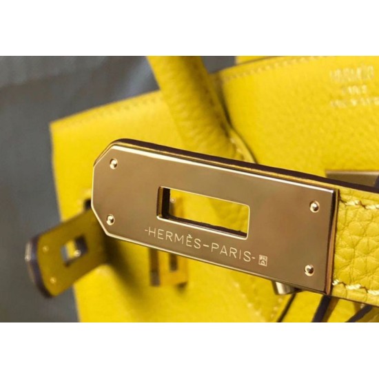 Fake Hermes Birkin 30cm Bag Yellow Clemence  Replica