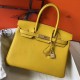 Fake Hermes Birkin 30cm Bag Yellow Clemence  Replica
