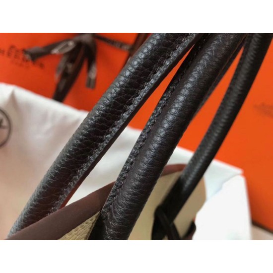 Fake Hermes Tri-Color Birkin 35cm Bag Orange/White/Black Clemence  Replica